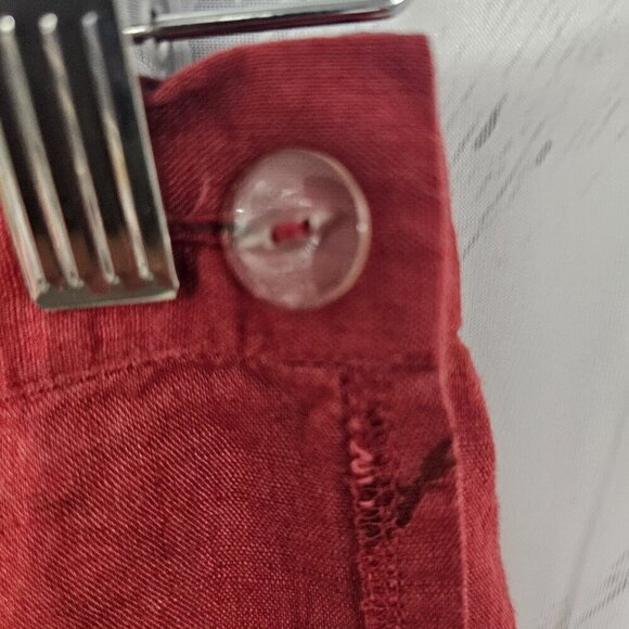 Laura Ashley Rusty Red Floral Skirt Boho Tru Wrap Linen Midi 8 - Picture 8 of 9